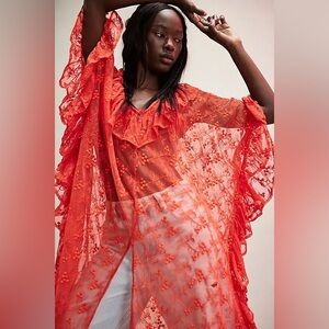 🆕 Free People ‘Romantic Sheer Bloom’ Lace Overlay Kaftan